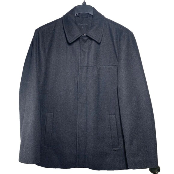 Calvin Klein Coat Men’s M Black Mid Length Wool Blend Lined Business Classic - Picture 1 of 14